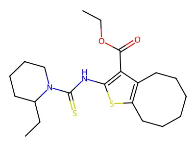 ethyl 2-(2-ethylpiperidine-1-carbothioamido)-4,5,6,7,8,9-hexahydrocycloocta[b]thiophene-3-carboxylate structure