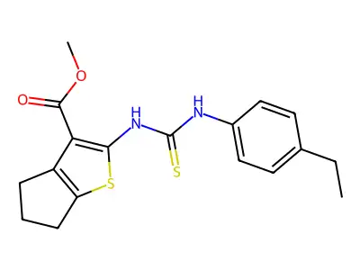 methyl 2-(3-(4-ethylphenyl)thioureido)-5,6-dihydro-4H-cyclopenta[b]thiophene-3-carboxylate structure