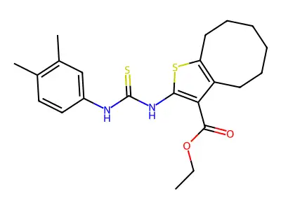 Ethyl 2-[[[(3,4-dimethylphenyl)amino]thioxomethyl]amino]-4,5,6,7,8,9-hexahydrocycloocta[b]thiophene-3-carboxylate structure