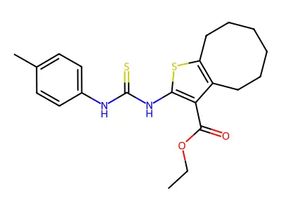 ethyl 2-(3-(p-tolyl)thioureido)-4,5,6,7,8,9-hexahydrocycloocta[b]thiophene-3-carboxylate structure