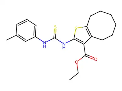 ethyl 2-(3-(m-tolyl)thioureido)-4,5,6,7,8,9-hexahydrocycloocta[b]thiophene-3-carboxylate structure