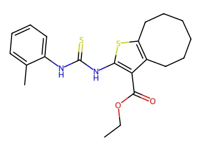 ethyl 2-(3-(o-tolyl)thioureido)-4,5,6,7,8,9-hexahydrocycloocta[b]thiophene-3-carboxylate structure