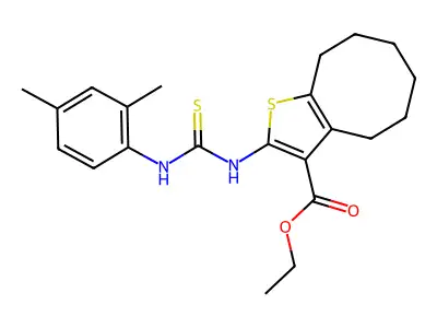 ethyl 2-({[(2,4-dimethylphenyl)amino]thioxomethyl}amino)-4,5,6,7,8,9-hexahydro cycloocta[2,1-b]thiophene-3-carboxylate structure