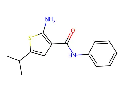 2-amino-5-isopropyl-N-phenylthiophene-3-carboxamide structure