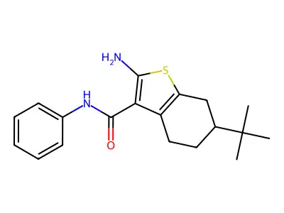 2-amino-6-tert-butyl-N-phenyl-4,5,6,7-tetrahydro-1-benzothiophene-3-carboxamide structure