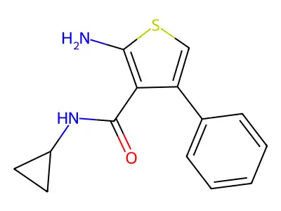 2-amino-N-cyclopropyl-4-phenylthiophene-3-carboxamide structure