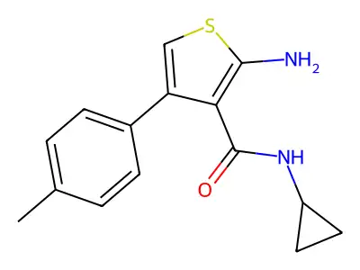2-amino-N-cyclopropyl-4-(4-methylphenyl)thiophene-3-carboxamide structure