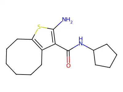 2-amino-N-cyclopentyl-4,5,6,7,8,9-hexahydrocycloocta[b]thiophene-3-carboxamide structure
