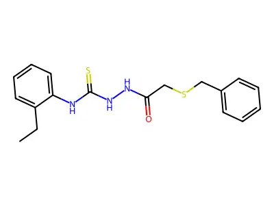 1-[(2-Benzylsulfanylacetyl)amino]-3-(2-ethylphenyl)thiourea structure