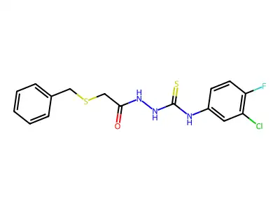 1-[(2-Benzylsulfanylacetyl)amino]-3-(3-chloro-4-fluorophenyl)thiourea structure