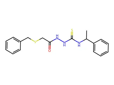 2-[(benzylsulfanyl)acetyl]-N-(1-phenylethyl)hydrazinecarbothioamide structure