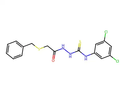 1-[(2-Benzylsulfanylacetyl)amino]-3-(3,5-dichlorophenyl)thiourea structure