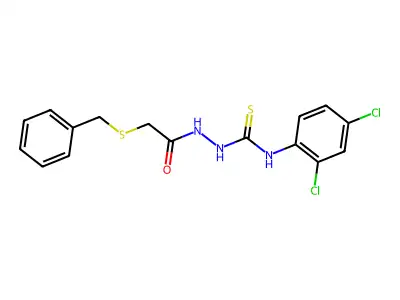 1-[(2-Benzylsulfanylacetyl)amino]-3-(2,4-dichlorophenyl)thiourea structure