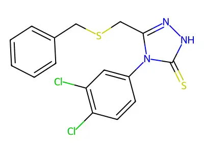 3-(benzylsulfanylmethyl)-4-(3,4-dichlorophenyl)-1H-1,2,4-triazole-5-thione structure