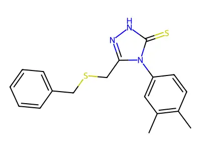 3-(benzylsulfanylmethyl)-4-(3,4-dimethylphenyl)-1H-1,2,4-triazole-5-thione structure