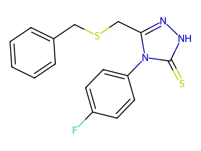 3-(benzylsulfanylmethyl)-4-(4-fluorophenyl)-1H-1,2,4-triazole-5-thione structure