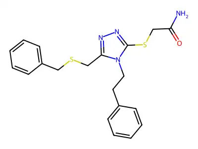 2-[[5-(benzylsulfanylmethyl)-4-phenethyl-1,2,4-triazol-3-yl]sulfanyl]acetamide structure