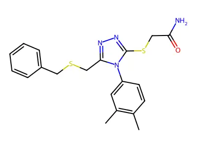 2-[[5-(benzylsulfanylmethyl)-4-(3,4-dimethylphenyl)-1,2,4-triazol-3-yl]sulfanyl]acetamide structure
