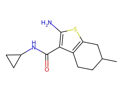 2-amino-N-cyclopropyl-6-methyl-4,5,6,7-tetrahydro-1-benzothiophene-3-carboxamide structure