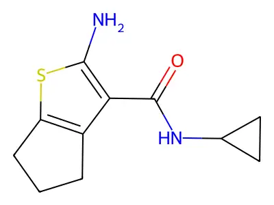 2-amino-N-cyclopropyl-5,6-dihydro-4H-cyclopenta[b]thiophene-3-carboxamide structure