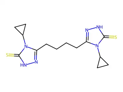 4-cyclopropyl-3-[4-(4-cyclopropyl-5-sulfanylidene-1H-1,2,4-triazol-3-yl)butyl]-1H-1,2,4-triazole-5-thione structure
