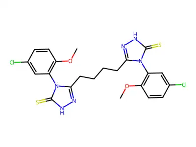 4-(5-chloro-2-methoxyphenyl)-3-[4-[4-(5-chloro-2-methoxyphenyl)-5-sulfanylidene-1H-1,2,4-triazol-3-yl]butyl]-1H-1,2,4-triazole-5-thione structure
