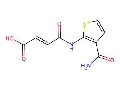 4-[(3-Carbamoylthiophen-2-yl)amino]-4-oxobut-2-enoic acid structure