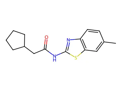 2-cyclopentyl-N-(6-methyl-1,3-benzothiazol-2-yl)acetamide structure