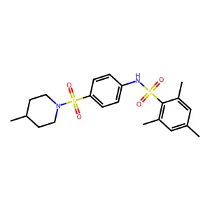 2,4,6-trimethyl-N-[4-(4-methylpiperidin-1-yl)sulfonylphenyl]benzenesulfonamide structure
