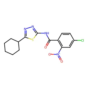4-chloro-N-(5-cyclohexyl-1,3,4-thiadiazol-2-yl)-2-nitrobenzamide structure