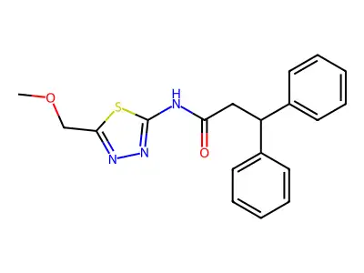 N-[5-(methoxymethyl)-1,3,4-thiadiazol-2-yl]-3,3-diphenylpropanamide structure