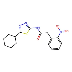N-(5-cyclohexyl-1,3,4-thiadiazol-2-yl)-2-(2-nitrophenyl)acetamide structure