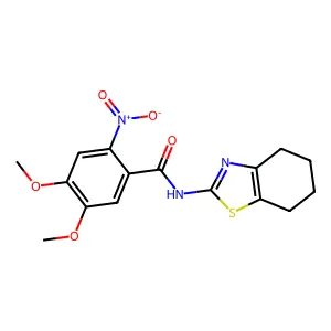 4,5-dimethoxy-2-nitro-N-(4,5,6,7-tetrahydro-1,3-benzothiazol-2-yl)benzamide structure
