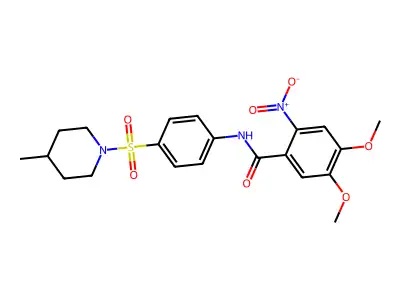 4,5-dimethoxy-N-[4-(4-methylpiperidin-1-yl)sulfonylphenyl]-2-nitrobenzamide structure