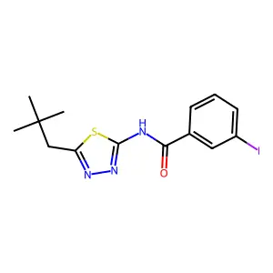 N-[5-(2,2-dimethylpropyl)-1,3,4-thiadiazol-2-yl]-3-iodobenzamide structure