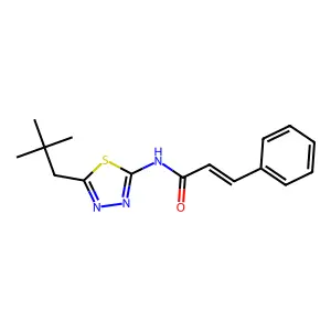 (E)-N-[5-(2,2-dimethylpropyl)-1,3,4-thiadiazol-2-yl]-3-phenylprop-2-enamide structure