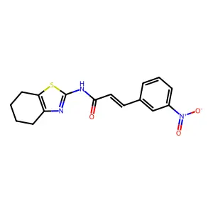 (E)-3-(3-nitrophenyl)-N-(4,5,6,7-tetrahydro-1,3-benzothiazol-2-yl)prop-2-enamide structure