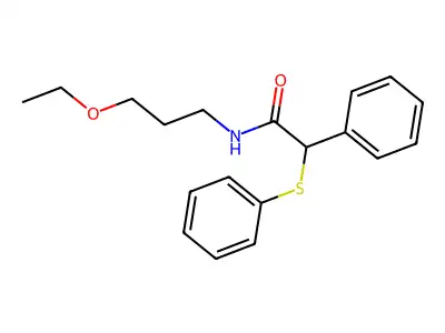 N-(3-ethoxypropyl)-2-phenyl-2-(phenylsulfanyl)acetamide structure