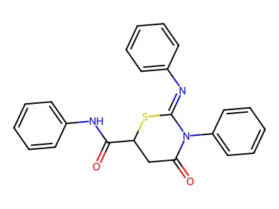(2Z)-4-oxo-N,3-diphenyl-2-(phenylimino)-1,3-thiazinane-6-carboxamide structure