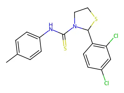2-(2,4-dichlorophenyl)-N-(4-methylphenyl)-1,3-thiazolidine-3-carbothioamide structure