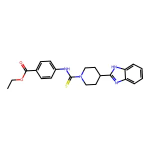 ethyl 4-({[4-(1H-benzimidazol-2-yl)piperidin-1-yl]carbonothioyl}amino)benzoate structure