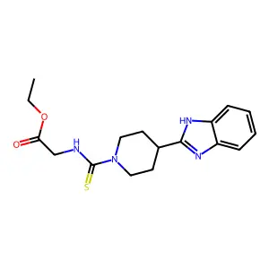 ethyl N-{[4-(1H-benzimidazol-2-yl)piperidin-1-yl]carbonothioyl}glycinate structure