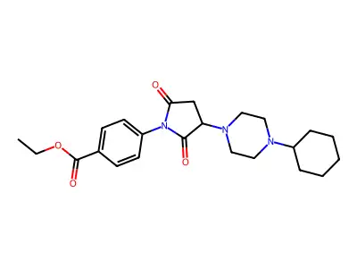 Ethyl 4-[3-(4-cyclohexylpiperazin-1-yl)-2,5-dioxopyrrolidin-1-yl]benzoate structure