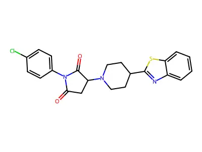 3-[4-(1,3-benzothiazol-2-yl)piperidin-1-yl]-1-(4-chlorophenyl)pyrrolidine-2,5-dione structure
