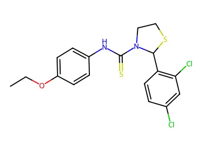 2-(2,4-dichlorophenyl)-N-(4-ethoxyphenyl)-1,3-thiazolidine-3-carbothioamide structure