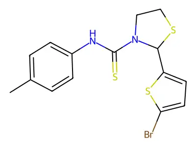 2-(5-bromothiophen-2-yl)-N-(4-methylphenyl)-1,3-thiazolidine-3-carbothioamide structure