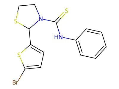 2-(5-bromothiophen-2-yl)-N-phenyl-1,3-thiazolidine-3-carbothioamide structure