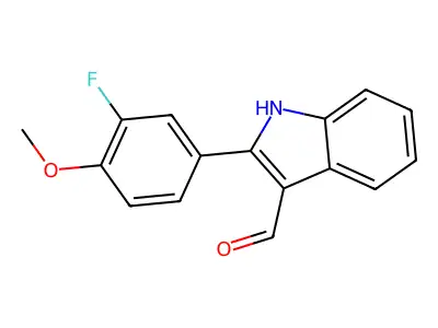 2-(3-fluoro-4-methoxyphenyl)-1H-indole-3-carbaldehyde structure