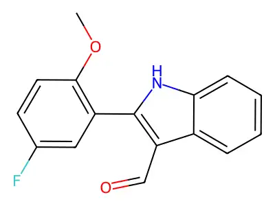 2-(5-fluoro-2-methoxyphenyl)-1H-indole-3-carbaldehyde structure