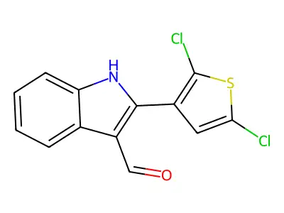 1H-Indole-3-carboxaldehyde, 2-(2,5-dichloro-3-thienyl)- structure
